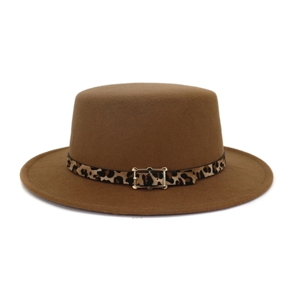 Accessories - Tan Unisex Flat head Boater hat